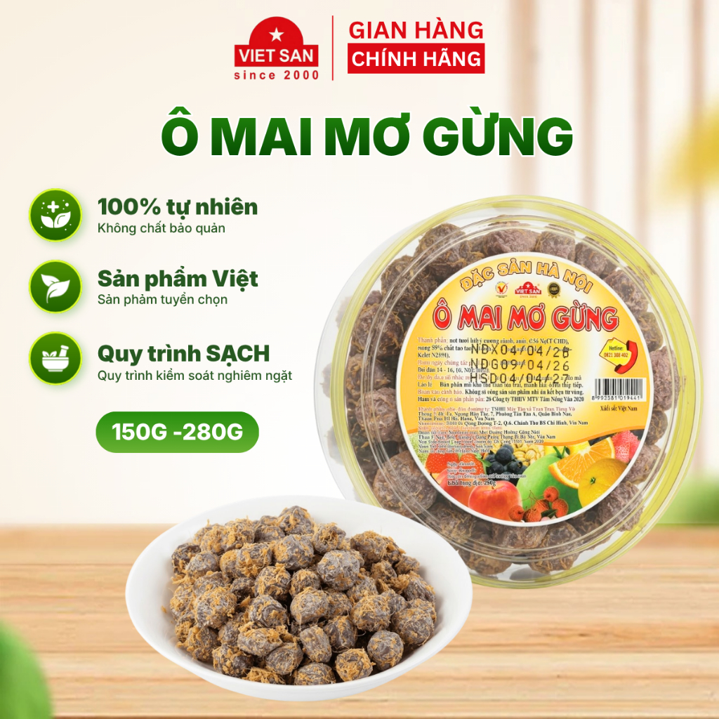 Ô Mai Mơ Gừng Việt San 150g - Mơ Chua Ngọt Gừng Cay Ăn Vặt