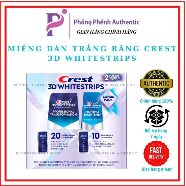 MIẾNG DÁN TRẮNG RĂNG CREST 3D WHITESTRIPS - PHỒNG PHỀNH