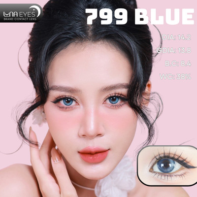 [6 tháng] Lens mắt 799 Blue màu xanh filter nổi bật, có viền, size vừa - thương hiệu LUNA EYES