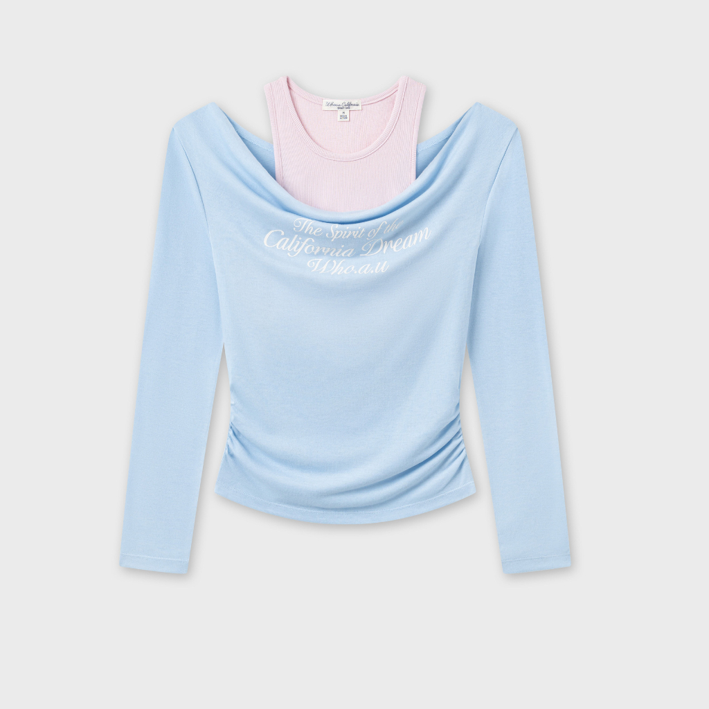 Áo Thun Kiểu Nữ WHO.A.U Two In One Sheer Knit Halter Top_WHLAG2581B | BigBuy360 - bigbuy360.vn