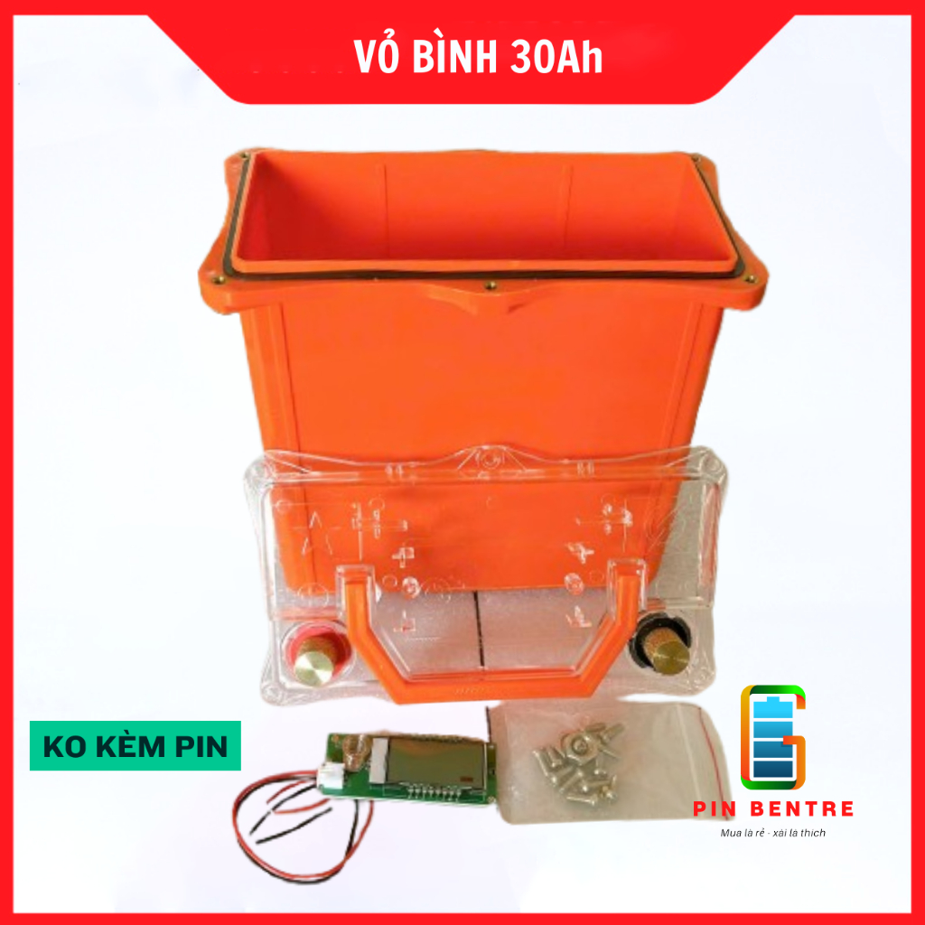 Vỏ bình chứa Pin 12V - 30Ah Pin Lithium kèm cọc Bình có Báo Vol ( Ko Có Pin ) [PBT247]