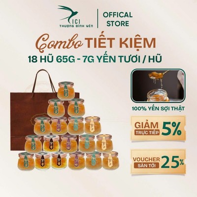 [Hỏa tốc HN] Combo 18 Hũ Yến Sào Chưng Sẵn 7G Yến Thật Không Kèm Hộp 5 Vị Cici Thượng Đỉnh Yến 65G Yến Cho Cả Gia Đình