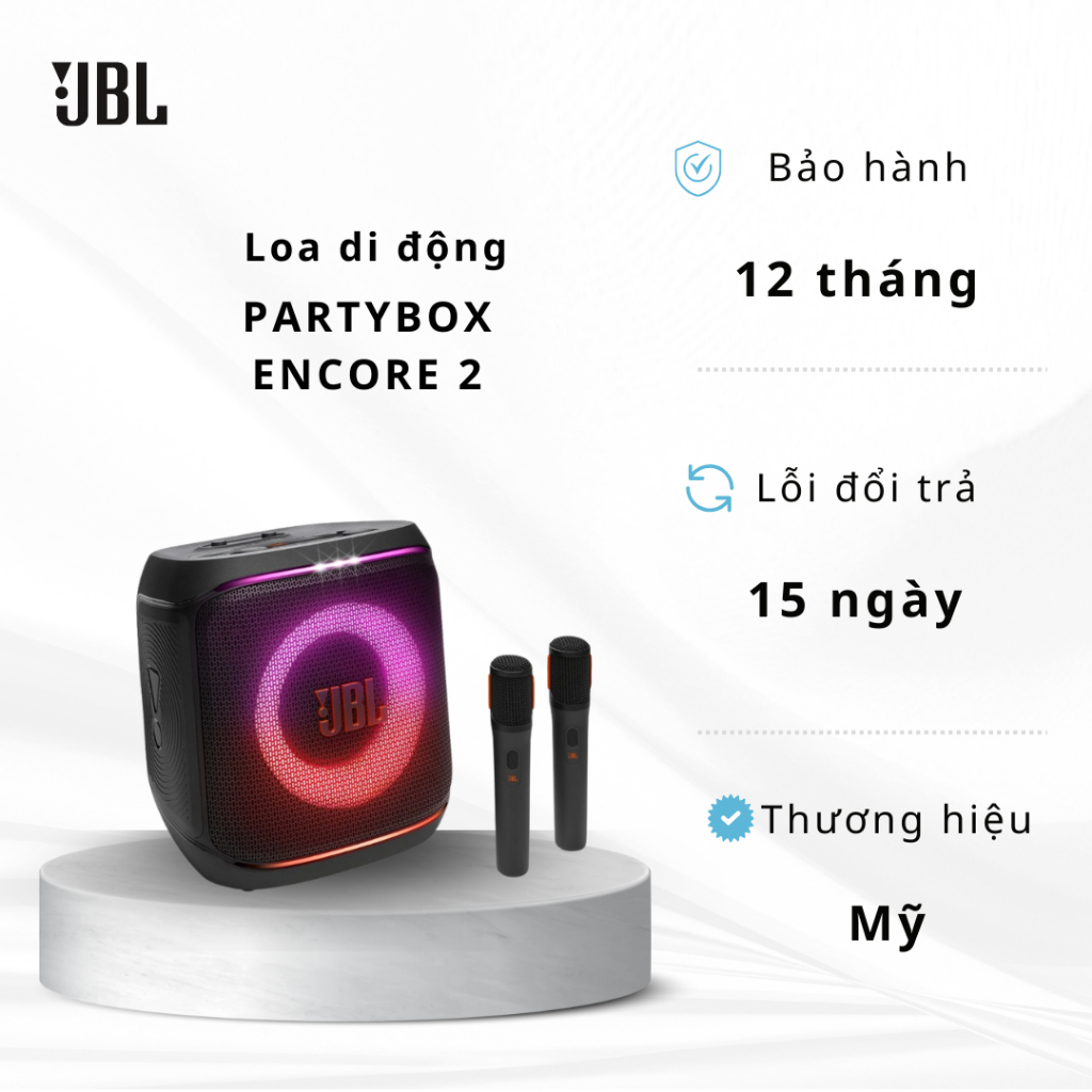 Loa JBL Partybox Encore 2 Kèm 2 Mic - Bảo Hành Chính Hãng 12 Tháng
