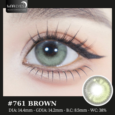 [SALE] Lens mắt 761 Brown màu nâu rêu filter nổi bật, viền nhạt, size lớn - thương hiệu LUNA EYES