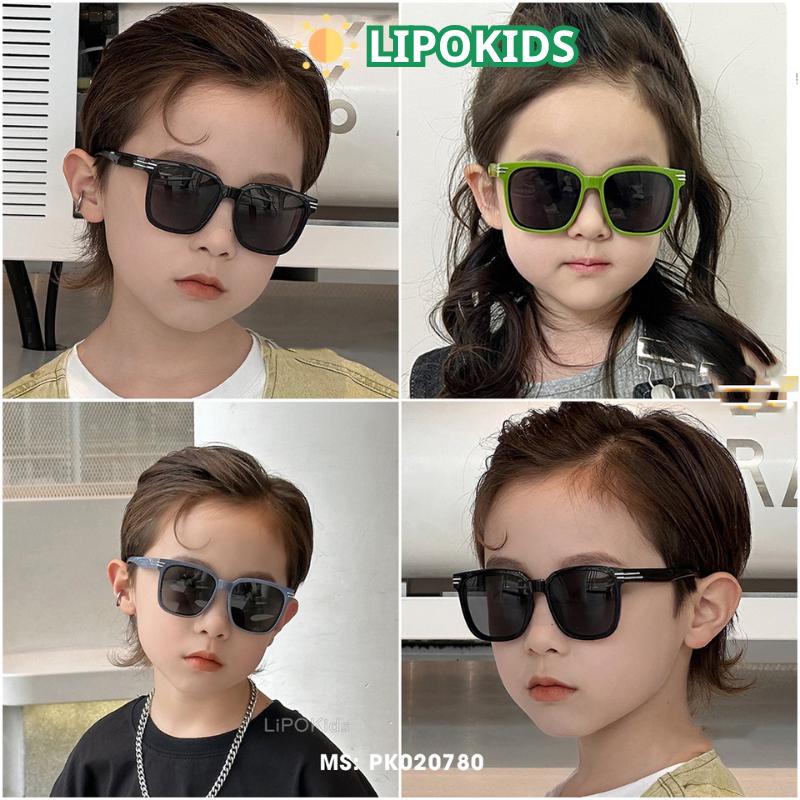Kính Mát Cho Bé Trai Bé Gái Thời Trang Mắt Vuông To Nhiều Màu Đen Xanh Trẻ Em - Lipokids PK020780