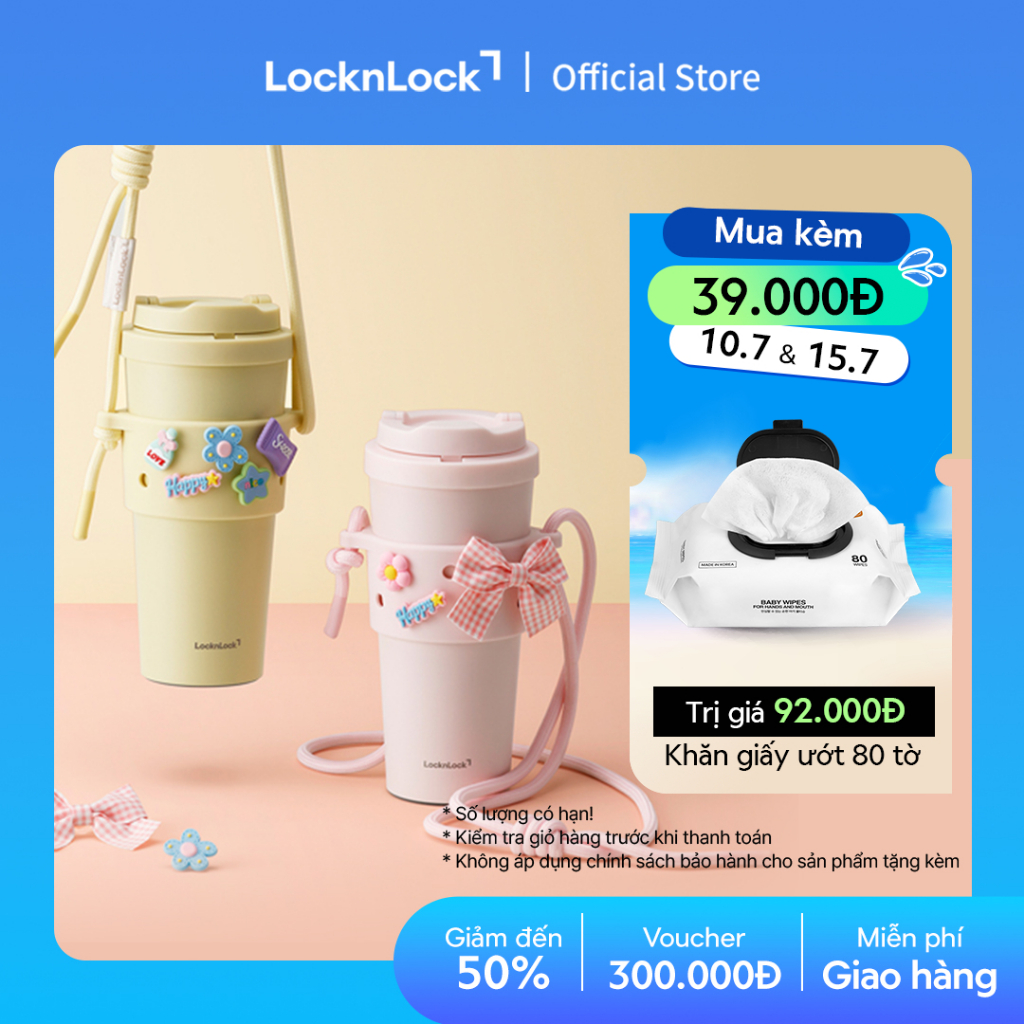 Combo Ly giữ nhiệt & Quai đeo silicone LocknLock HNT0000001 Energetic Tumbler x TLL076 Silicone Sleeve set