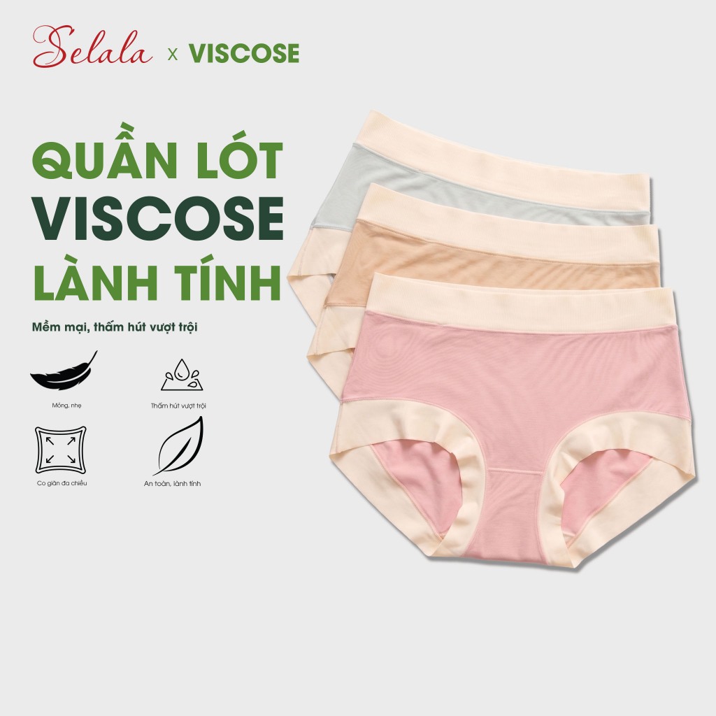 Quần Boxer Selala Sợi Viscose Phối Viền Su Quần Lót Nữ Mềm Mịn Mát Thoáng Khí Không Gây Bí Bách Che 