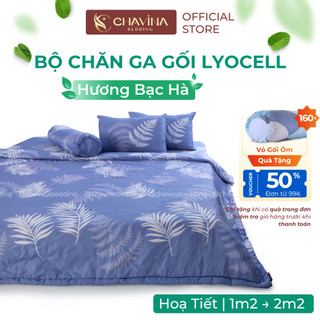 Bộ Chăn Ga Gối Lyocell Bạc Hà Chavina Bedding Size 1m6x2m & 1m8x2m Tinh chất Nano Bạc Hà Nhiều Mẫu