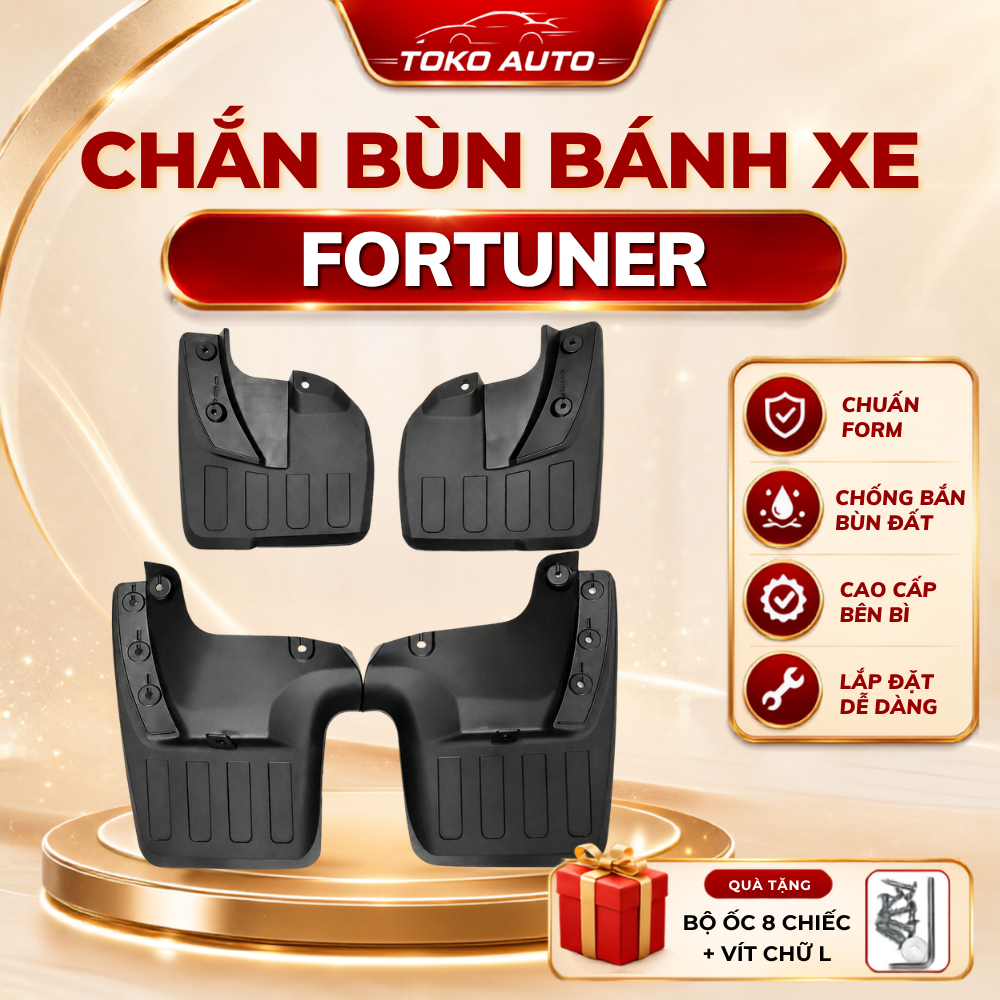 Chắn bùn 4 bánh xe Toyota Fortuner đời 2017 - HIỆN NAY - Mẫu nhựa dẻo chắn bùn đất giữ sạch lốp hiệu