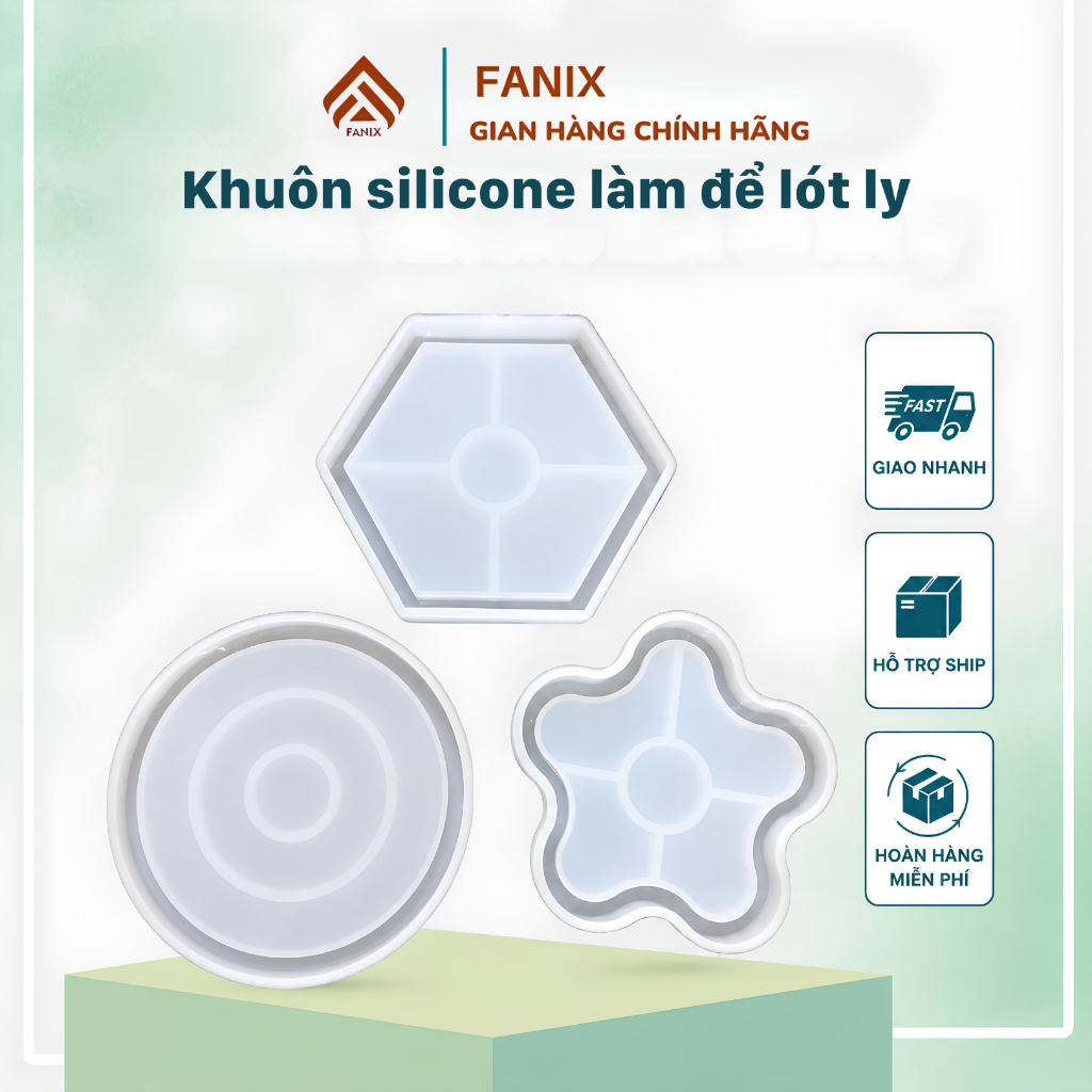 Khuôn silicone làm đế lót ly - Làm sản phẩm DIY, Handmade, Jesmonite, Epoxy, Resin