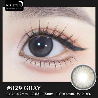 [6 tháng] Lens mắt 829 Gray màu xám nâu filter, viền đen tự nhiên, size vừa - thương hiệu LUNA EYES