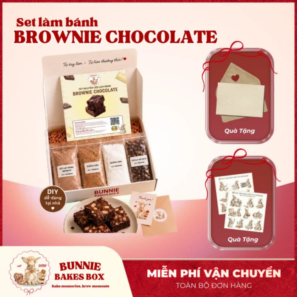 Set Nguyên Liệu Làm Bánh Brownie Chocolate Bunnie Bakes Box