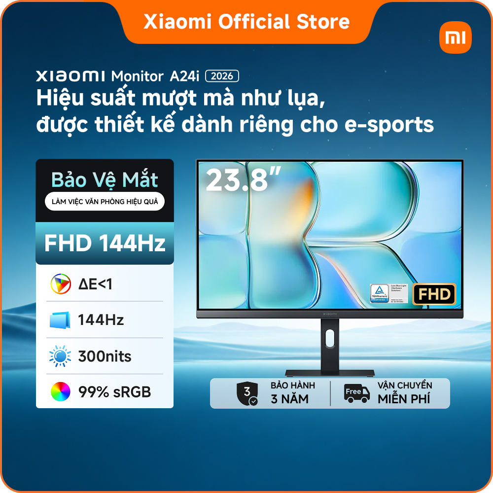 Màn hình Xiaomi Monitor A24i 2026 | Màn hình cứng IPS 23.8 inch | Dải màu sRGB 99%