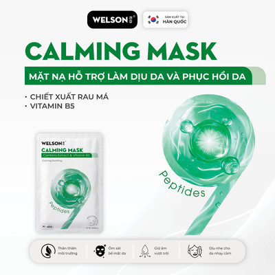 [GIFT] [HỘP] Mặt Nạ Làm Dịu Da Welson Calming Mask 9 Peptides - Centella & Vitamin B5 10 miếng