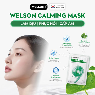 [MIẾNG LẺ] Mặt Nạ Làm Dịu Da Welson Calming Mask 9 Peptides - Centella & Vitamin B5 1 miếng x 25ml