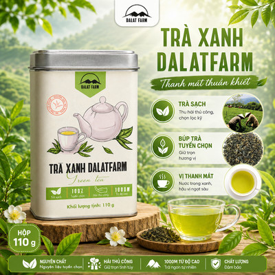 Trà Xanh DalatFarm - Hộp 110g