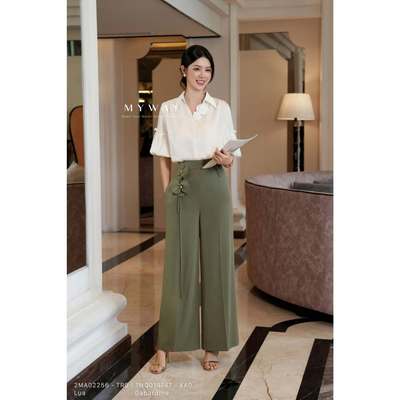 Quần Suông Thời Trang Nữ MY WAY Cạp Cao Phối Đai Tôn Dáng Sang Chảnh 1MQ01974T