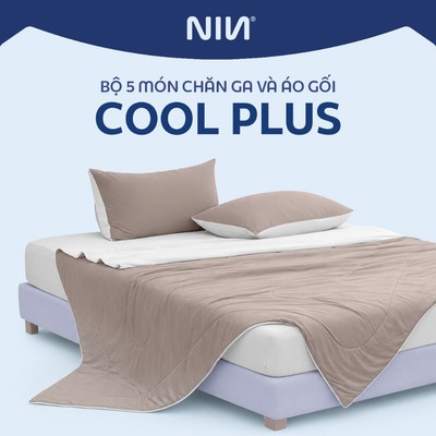 Bộ 5 Món Ga Gối kèm Mền Chần Cool Plus NIN House Mát Lạnh Nhiều Kích Thước Drap Bo Chun Mát Lạnh Thoáng Khí Nhanh Khô