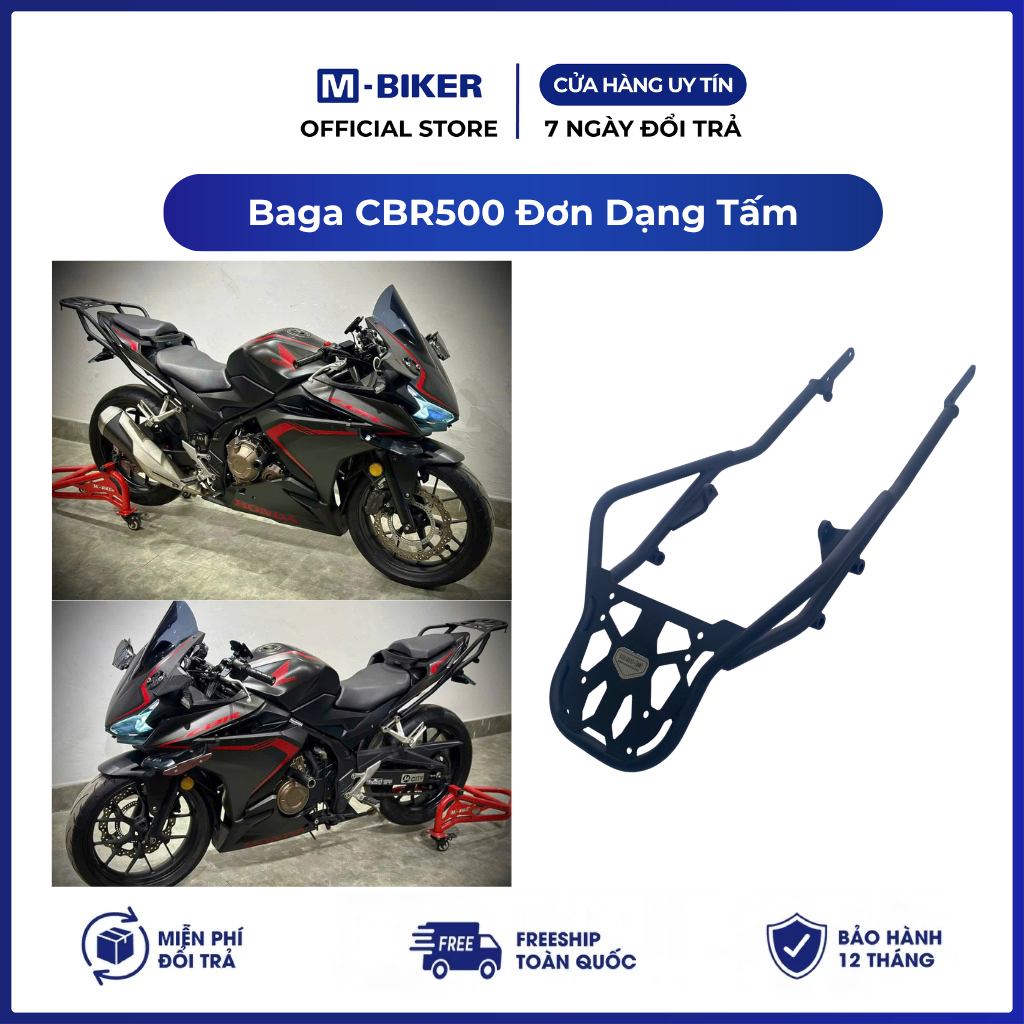 Baga CBR500R đơn dạng tấm, baga cbr500 đơn dạng tấm | M-Biker