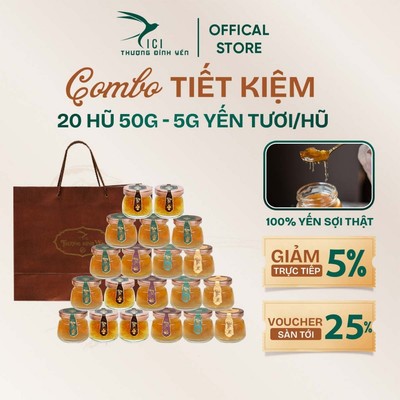 [Tặng Túi Giấy] Combo 20 Hũ Yến Cao Phẩm 5G Yến Thật Hũ 50G Chưng Sẵn Không Hộp 5 Vị Cici Thượng Đỉnh Yến Sào Yến