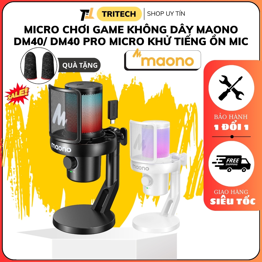 Micro chơi game không dây MAONO DM40 Pro Micro khử tiếng ồn Mic USB có phần mềm, Thay đổi giọng nói 