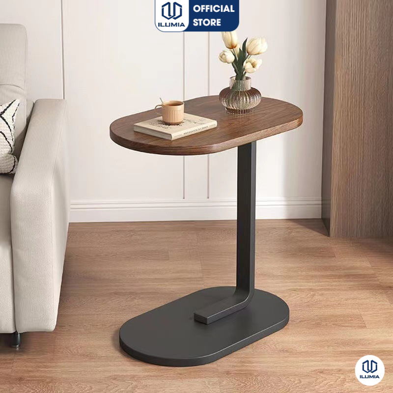 Bàn trà sofa đơn chân đen óc chó thương hiệu ILUMIA - GM108