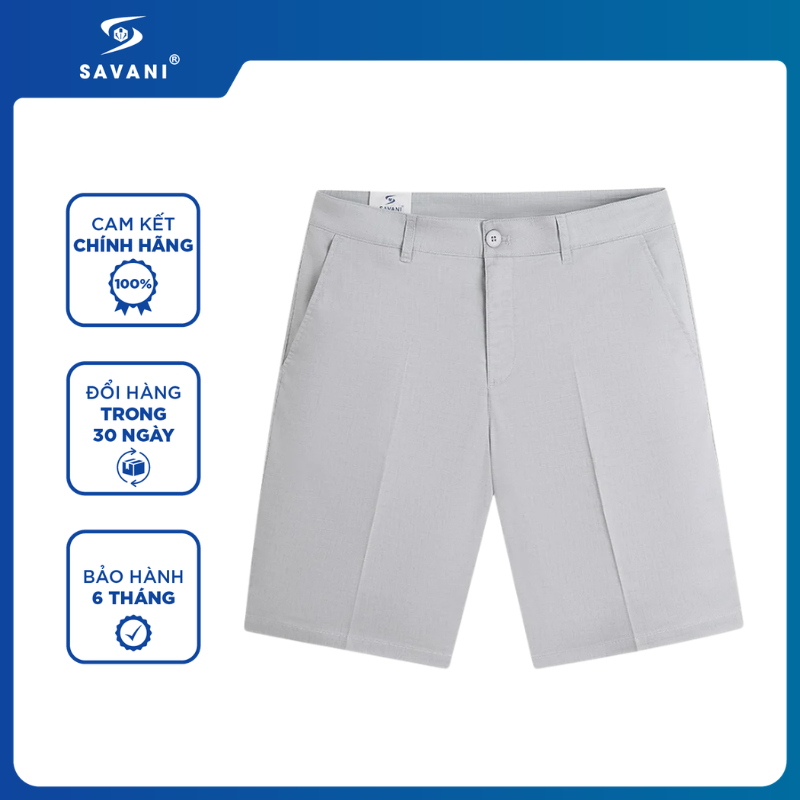 Quần Short Khaki Nam SAVANI Dáng Regular Fit, Chất Khaki Mềm Mát, Dày Dặn MSOS040S6