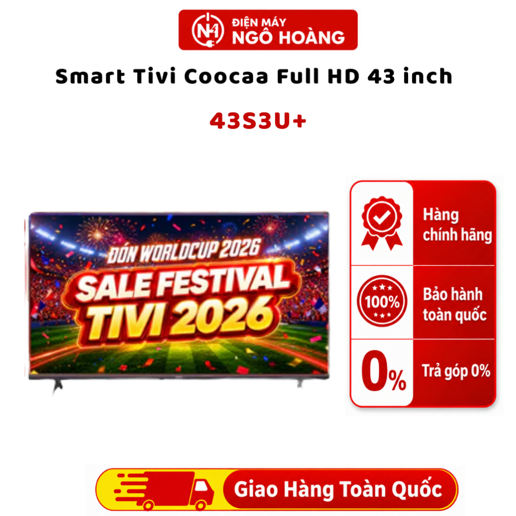 43S3U+ - Smart Tivi Coocaa Full HD 43 Inch 43S3U+ Chính Hãng – Dolby Audio, Coolita TV