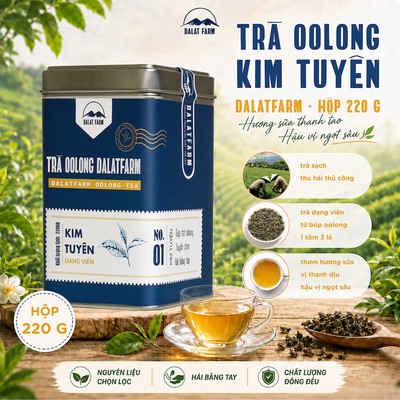 Trà Oolong Kim Tuyên DalatFarm - Hộp 220g