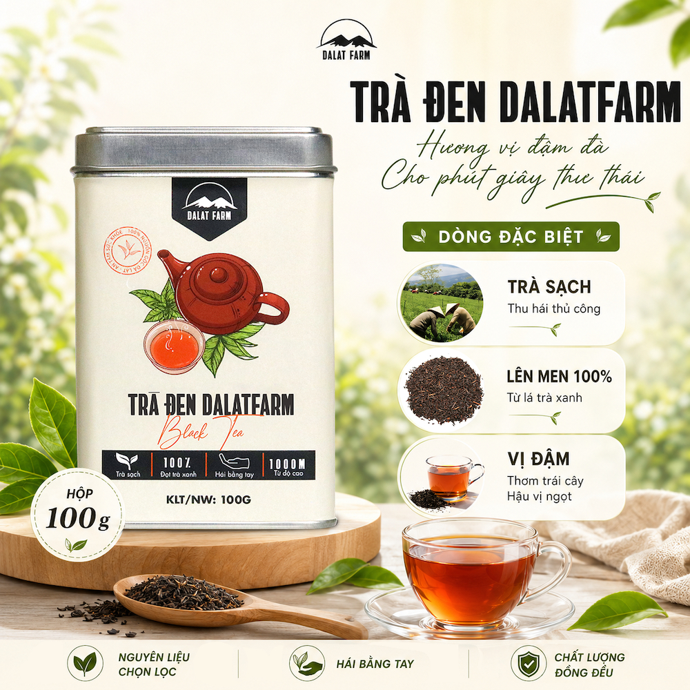 Trà Đen Dalat Farm - Hộp 100g