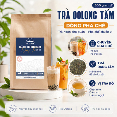 Trà Oolong Tấm Dalat Farm - Túi 500g (Pha Trà Sữa Chuyên Dụng)