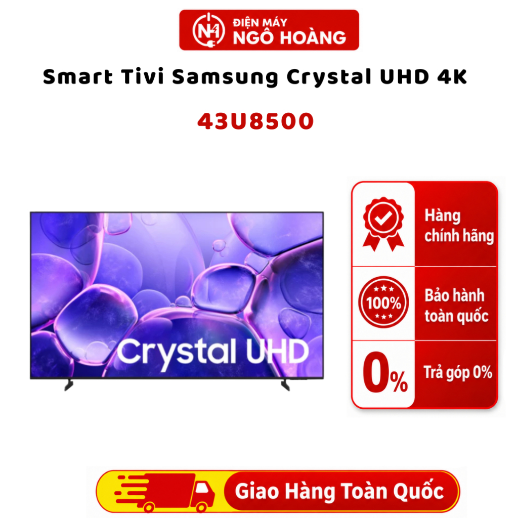 43U8500 - Smart Tivi Samsung Crystal UHD 4K 43 Inch 43U8500 Chính Hãng – Hình Ảnh Sắc Nét, Giải Trí 