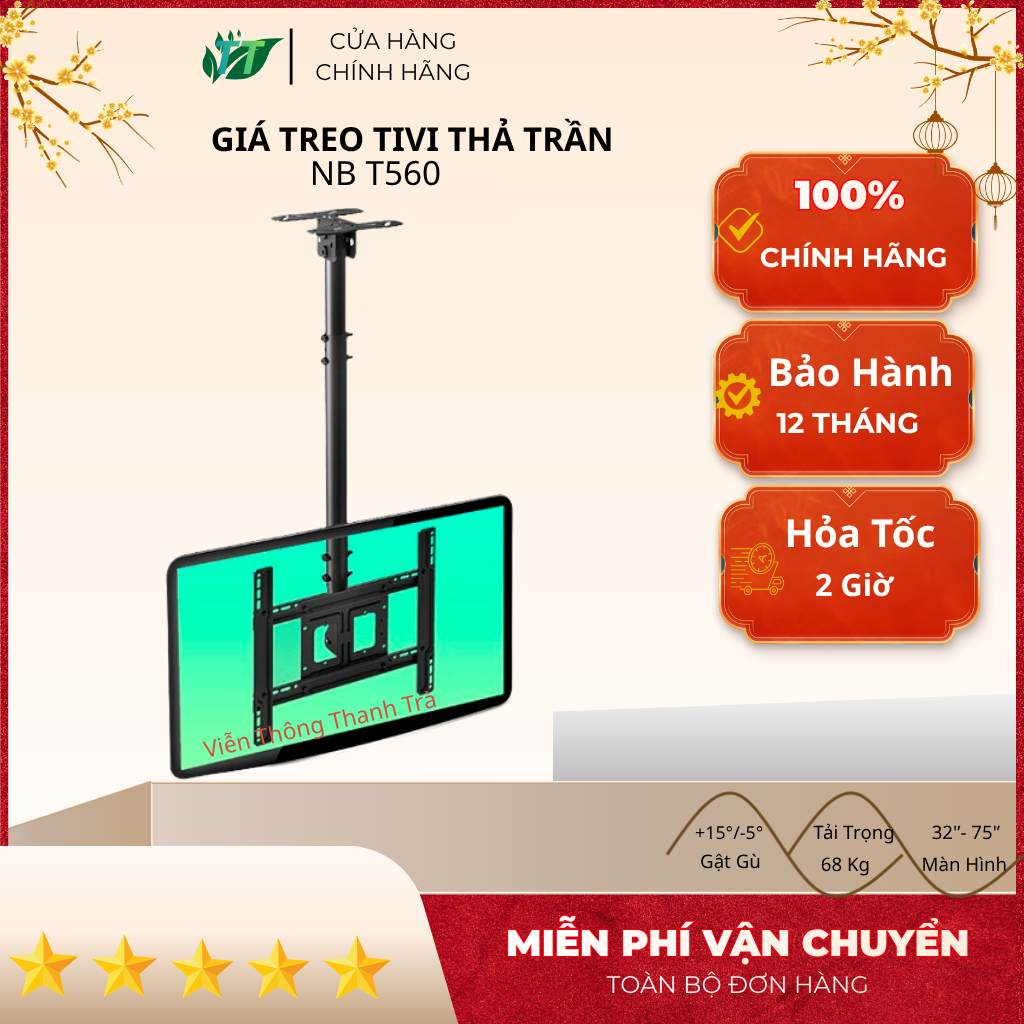 Giá Treo Tivi Thả Trần NB T560 / ErgoTek E555 32 - 70 Inch Treo - Giá Treo Tivi Trên Trần Nhà Đa Năn
