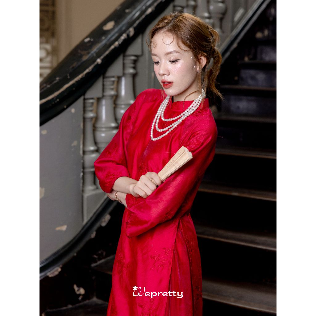 AH18 AN HẠ Áo Dài Kèm Chân Váy Wepretty Clothes Vải Tơ Voan Hoa Nhí Mềm Mại Suông Dài Dịu Dàng