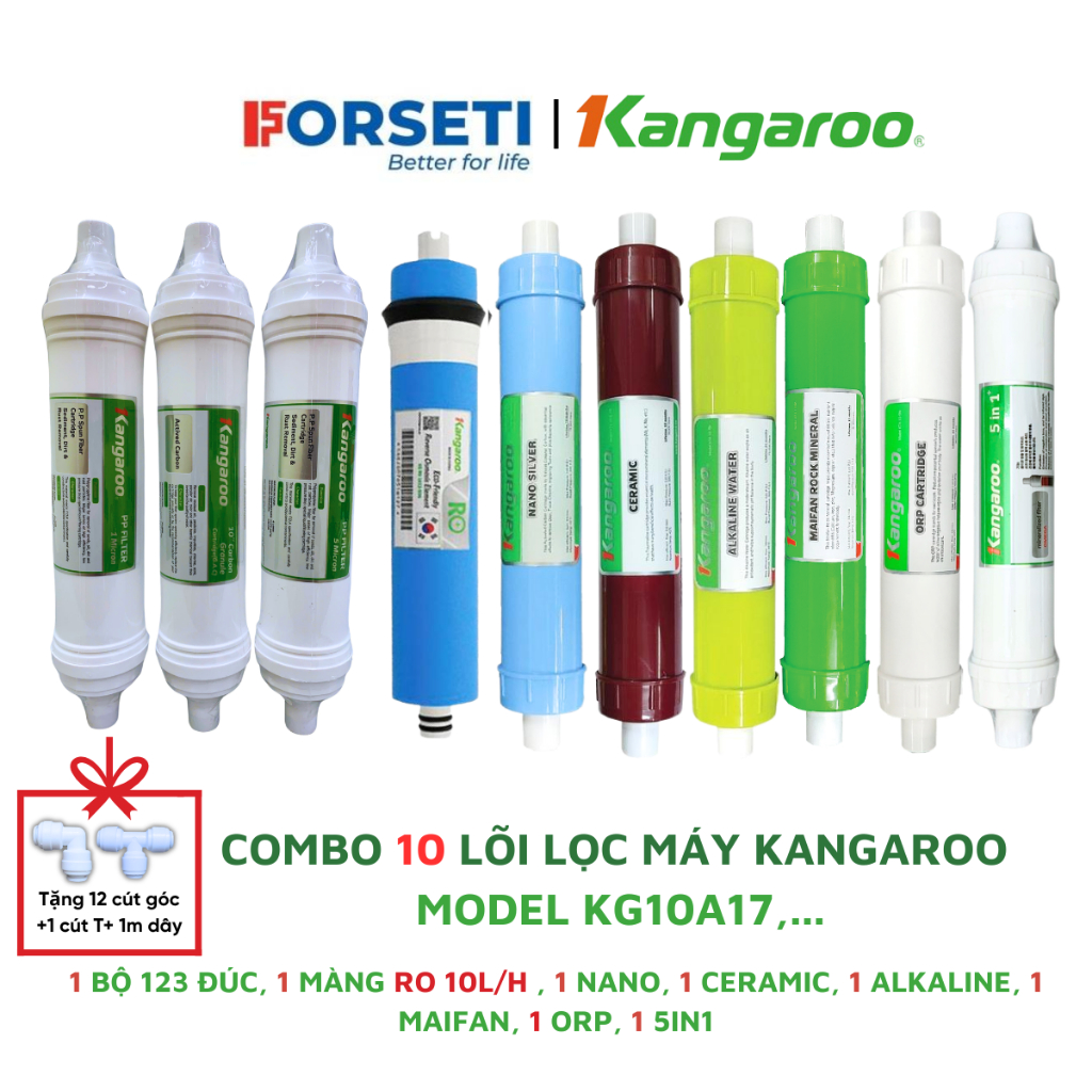 Combo 10 Lõi Lọc Nước Đúc Liền Cho Máy Lọc Nước RO Nóng Lạnh Nguội Kangaroo KG10A17,... - Chính Hãng