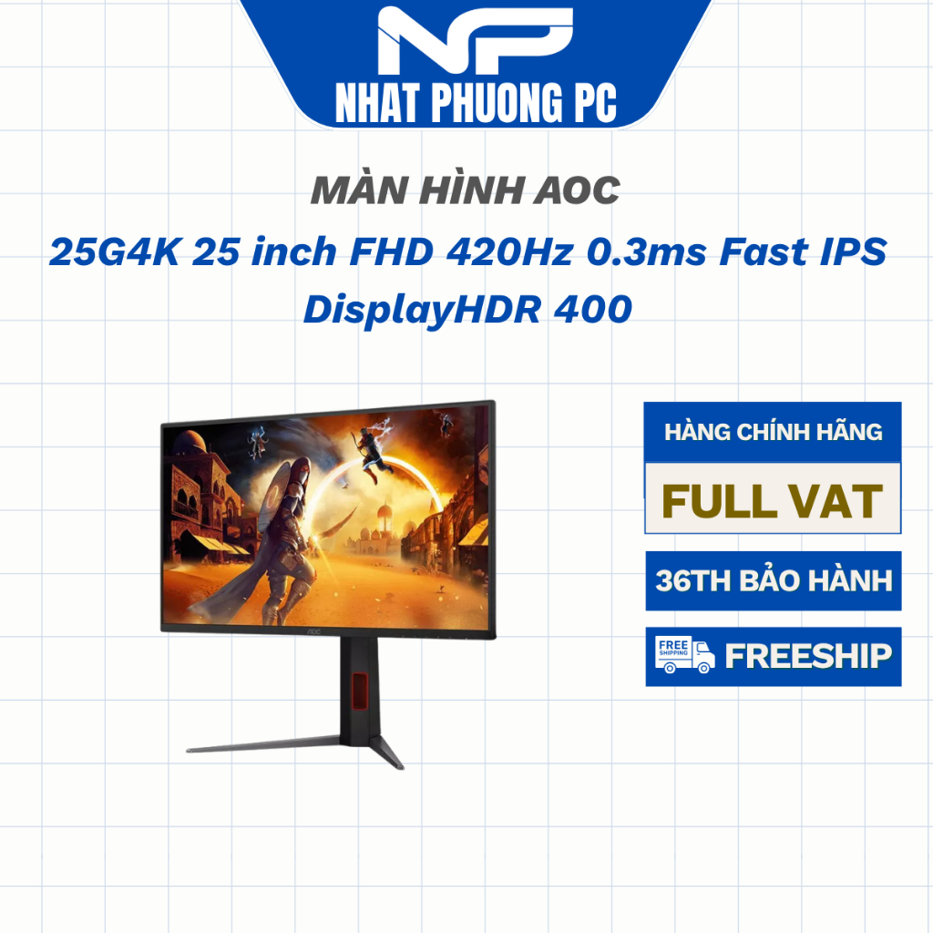 Màn hình Gaming AOC 25G4K 25 inch FHD 420Hz 0.3ms Fast IPS DisplayHDR 400