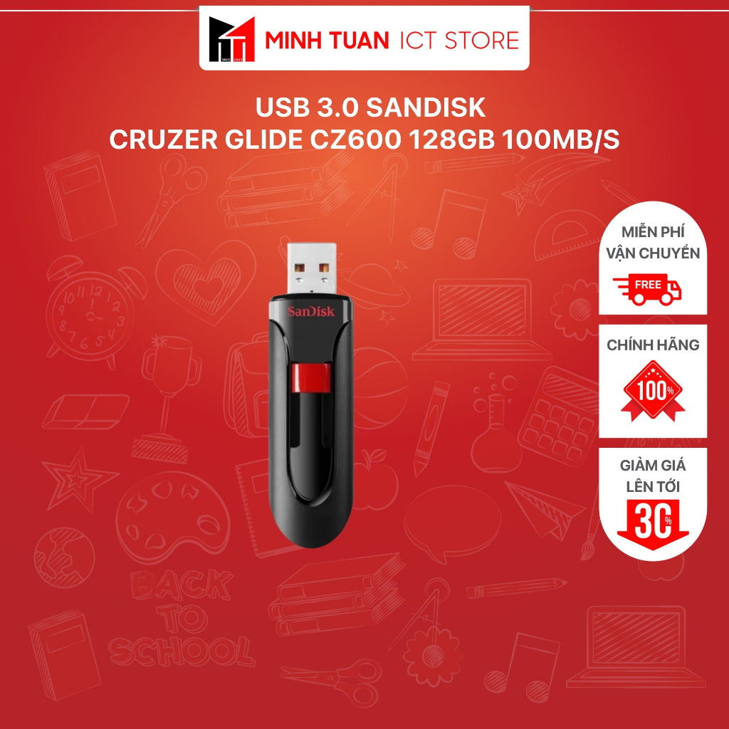 USB 3.0 SanDisk Cruzer Glide CZ600 128GB 100MB/s