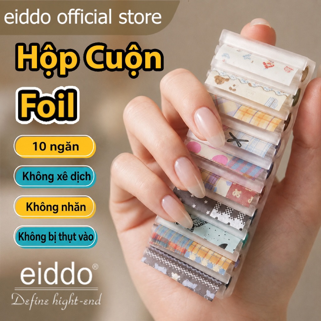 {Eiddo Nails} Thanh Cuốn Foil Nail Eiddo - Hộp Cuộn Foil 10 Ngăn Tiện Lợi – Chống Nhăn Foil - Phụ Ki