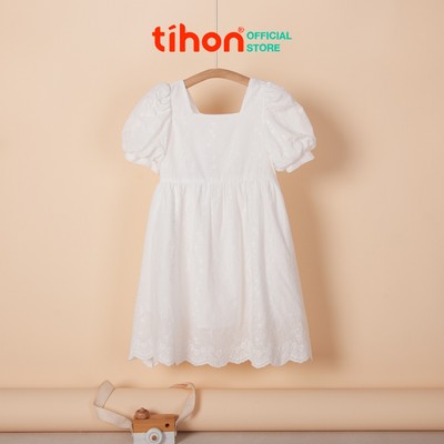 Váy cho bé TIHON cao cấp chất thô dáng xoe thêu hoa nổi siêu xinh thoáng mát váy hai lớp VT0744247