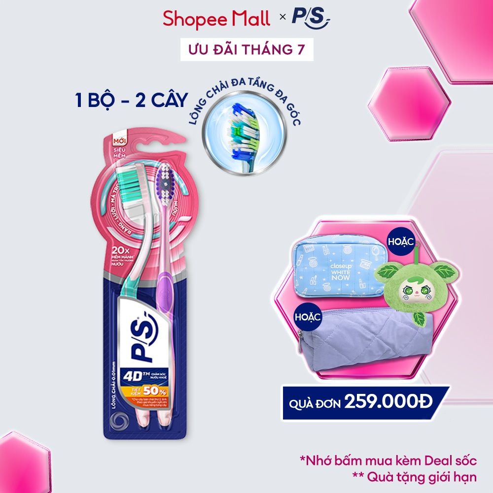 Bộ 2 bàn chải đánh răng P/S 4D