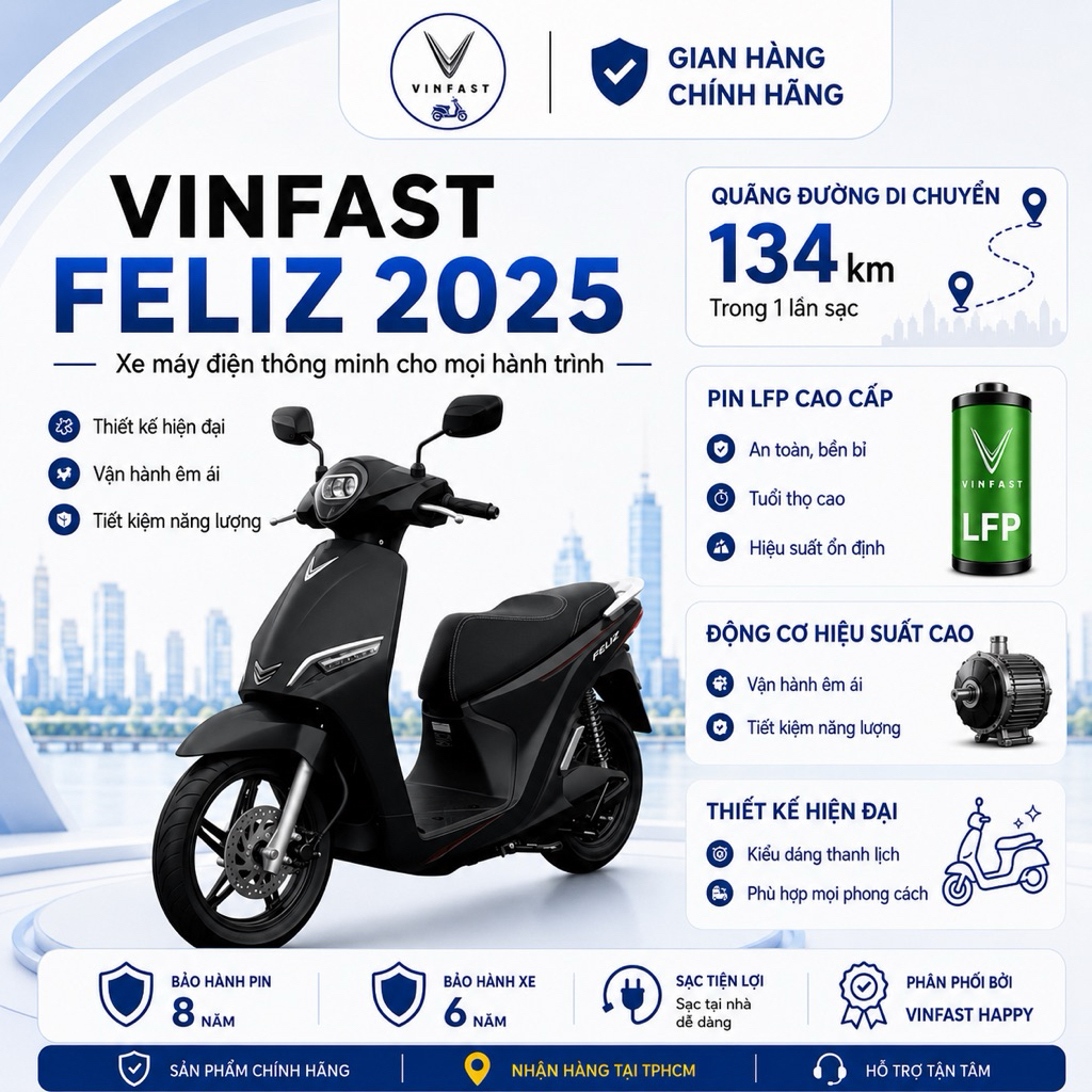 [Nhận xe HCM] Xe máy điện VinFast Feliz 2025 | BigBuy360 - bigbuy360.vn