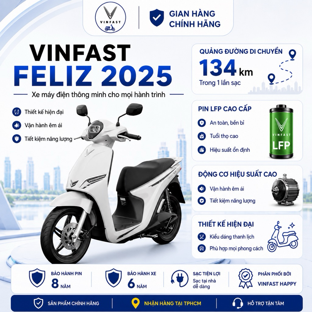 [Nhận xe HCM] Xe máy điện VinFast Feliz 2025 | BigBuy360 - bigbuy360.vn