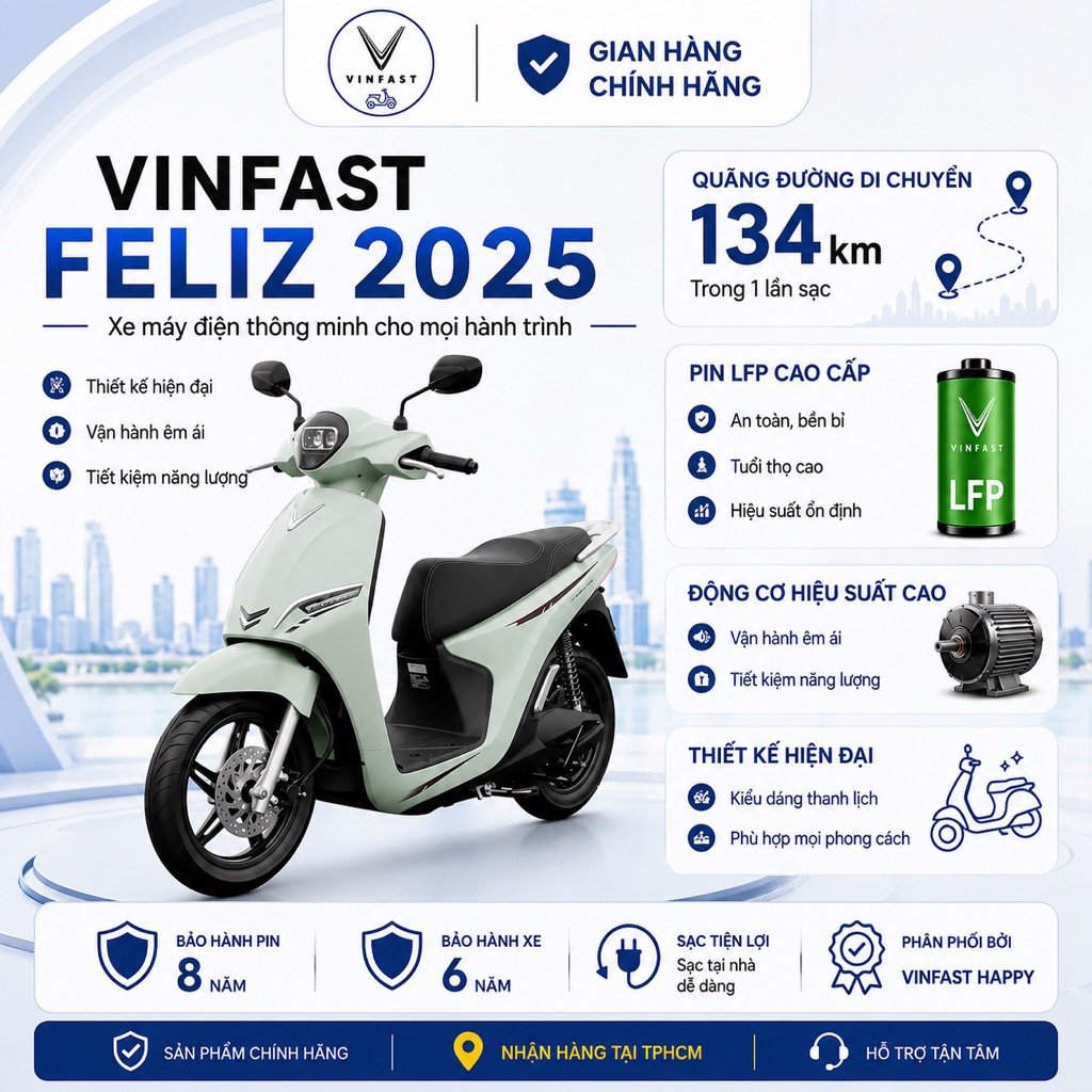 [Nhận xe HCM] Xe máy điện VinFast Feliz 2025 | BigBuy360 - bigbuy360.vn