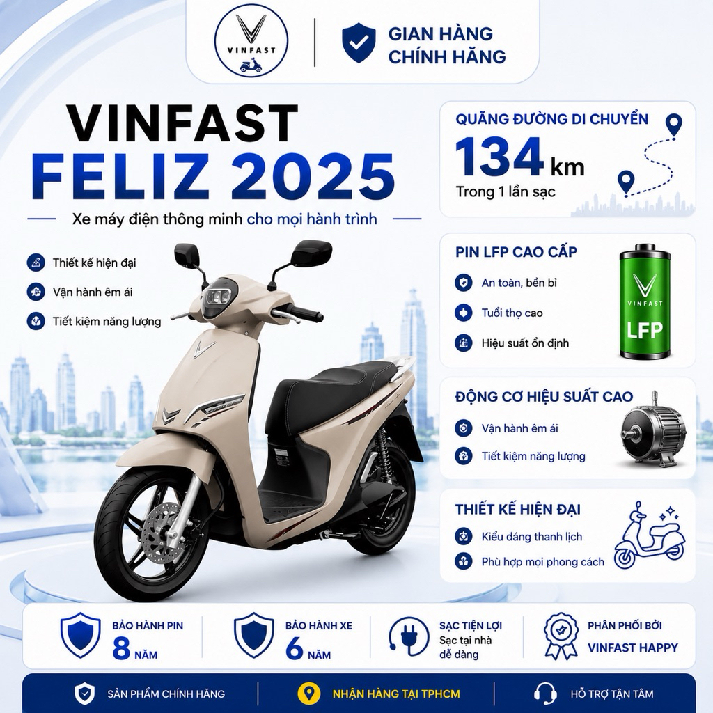 [Nhận xe HCM] Xe máy điện VinFast Feliz 2025 | BigBuy360 - bigbuy360.vn