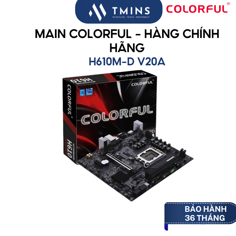 MAIN COLORFUL H610M-D V20A | LGA 1700, mATX, 2 khe RAM - Hàng chính hãng