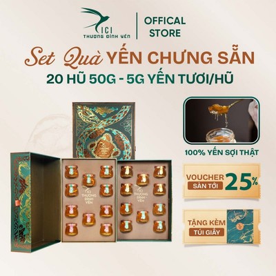 [Hoả Tốc HN] Set 20 Hũ Yến Sào Chưng Công Nghệ Cao 50G - 5G Yến Sợi Thật CiCi Thượng Đỉnh Yến - Set Quà Yến Biếu Tặng