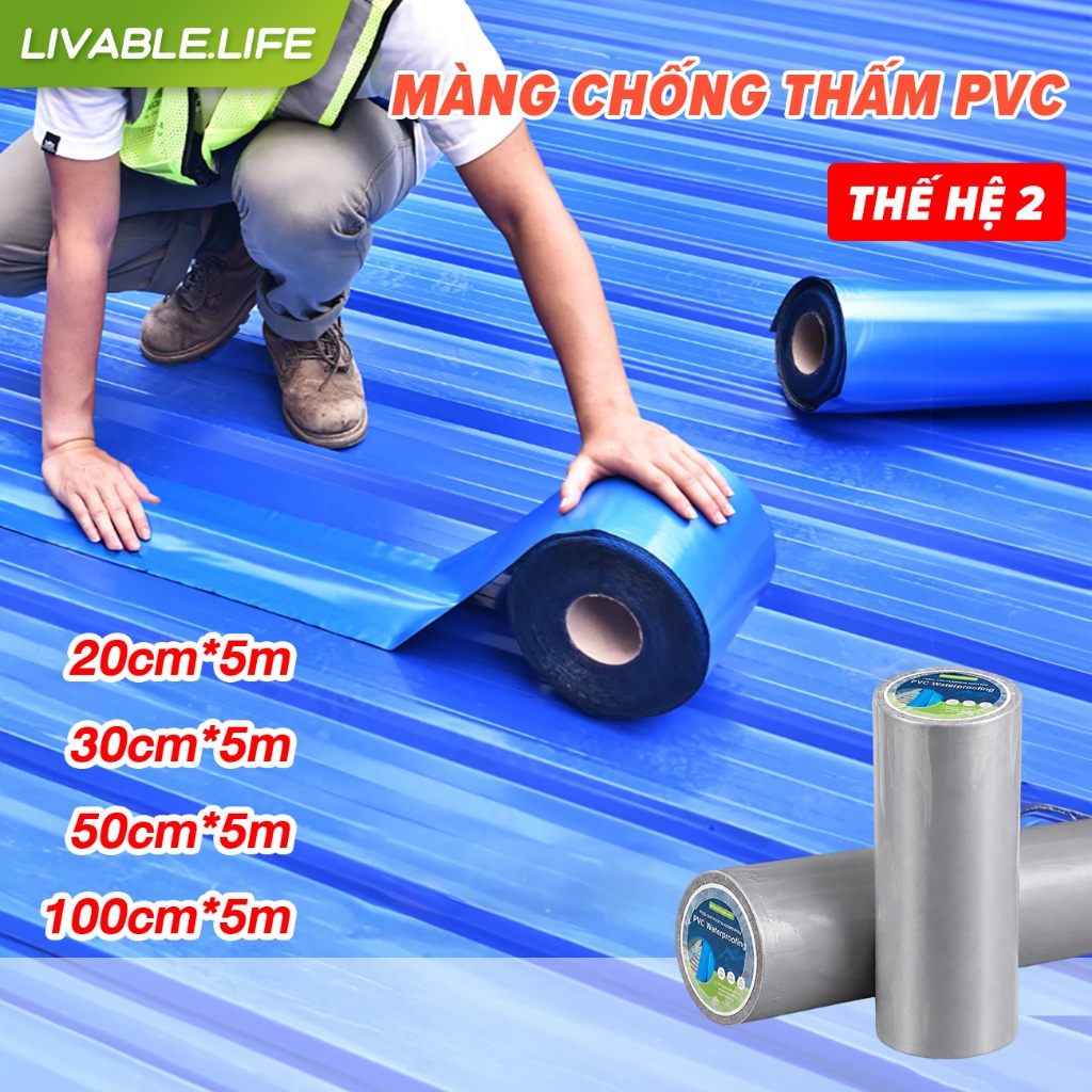 MÀNG CHỐNG THẤM PVC Chống BÃO SỐ 15 Băng keo dán  Miếng dán siêu dính Rộng20/30/50/100cm Mái Tôn Miế