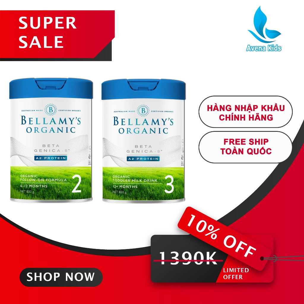 Sữa Bellamy,Organic số 1-2-3 Nhập Khẩu Tem Phụ Chính Hãng| Avena Kids