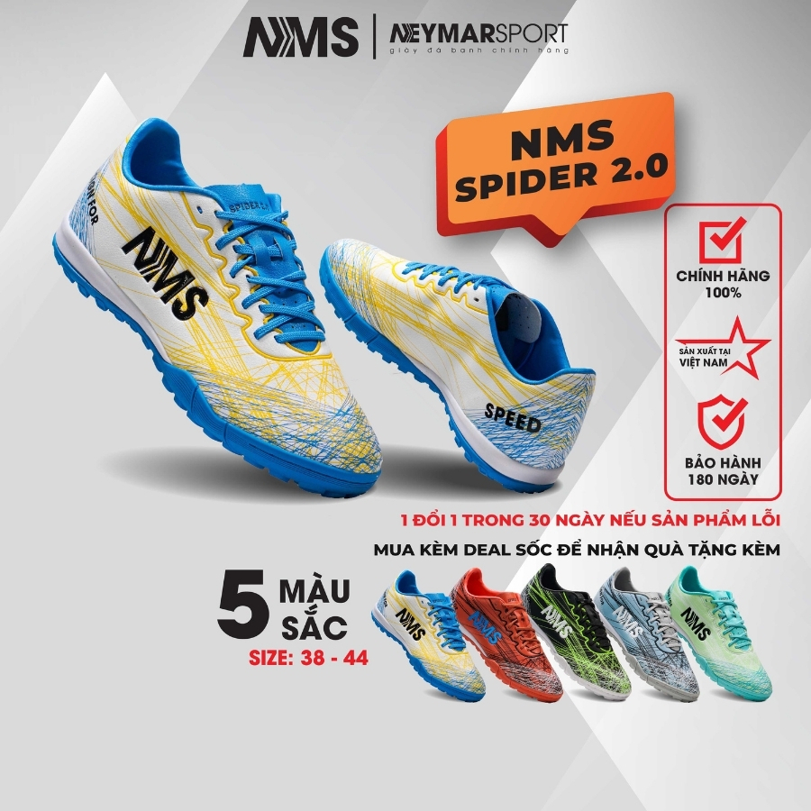 Giày đá bóng cỏ nhân tạo NMS SPIDER 2.0 TF, đệm EVA êm ái và thiết kế đinh thế hệ mới