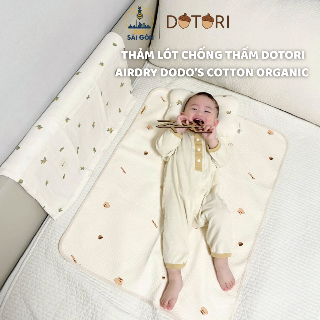Thảm Lót Chống Thấm Dotori Dotori Hàn Quốc Cotton Organic và PU Chống Trượt Khi Thay Tã Cho Bé